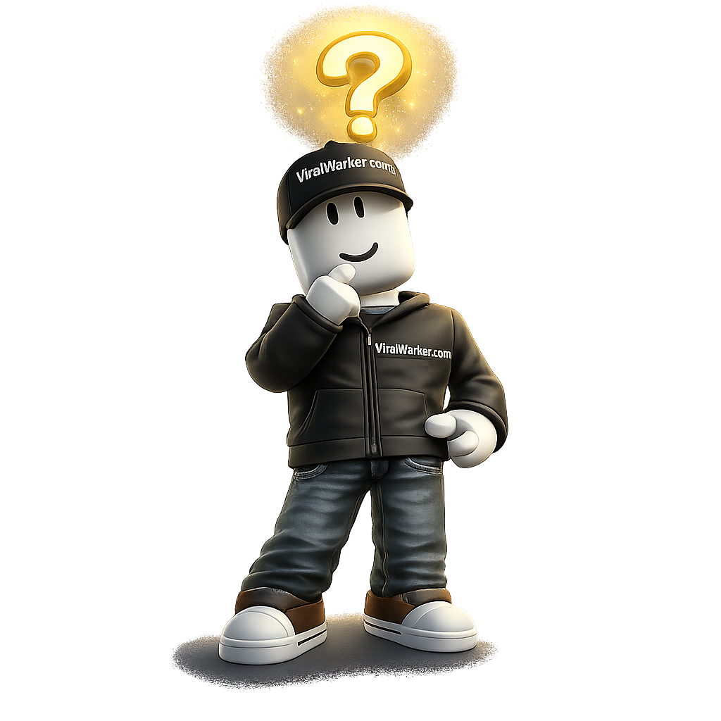 A Roblox character thinking, with a glowing question mark over its head